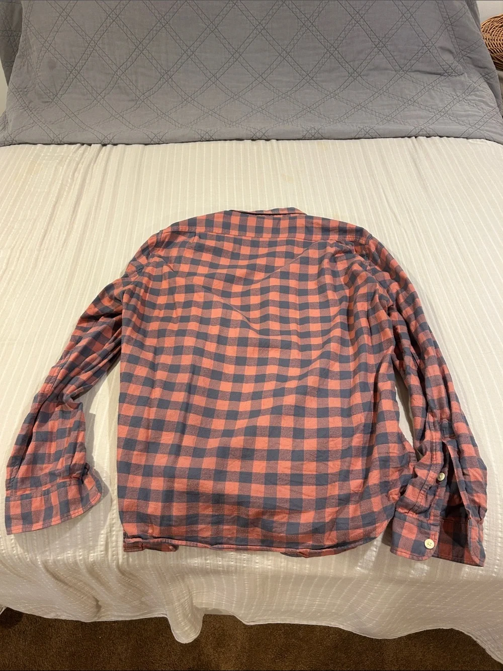 Classic J. Crew Orange and Gray Plaid Button-Down Shirt